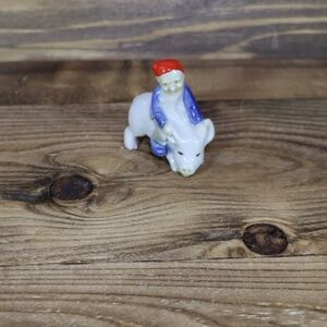 Vintage Trinket Wade Whimsies Gnome Riding Pig Miniature Made In Ireland